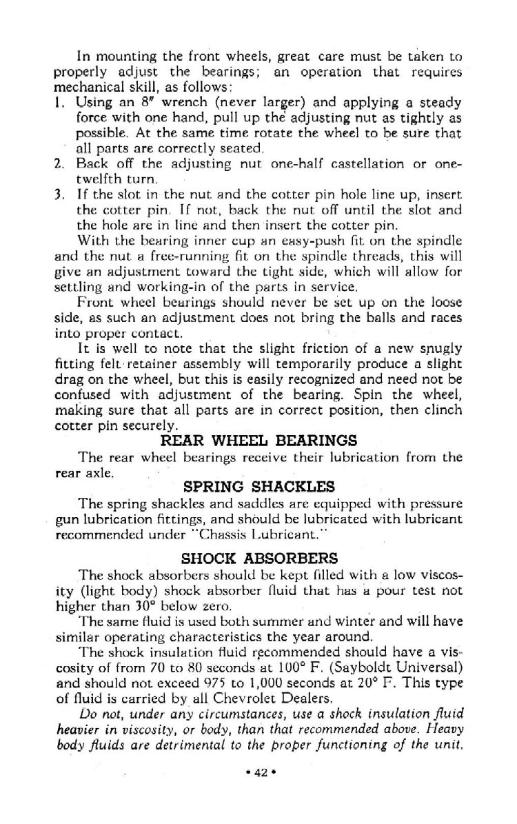 1942 Chevrolet Truck Owners Manual Page 51